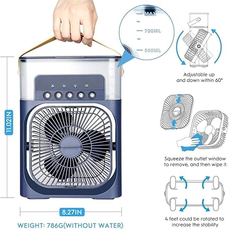 3-in-1 Portable Mini Air Cooler | Personal Air Conditioner, Humidifier & Fan | Quiet & Energy-Efficient Cooling Device for Home, Office, Travel – Pack of 1